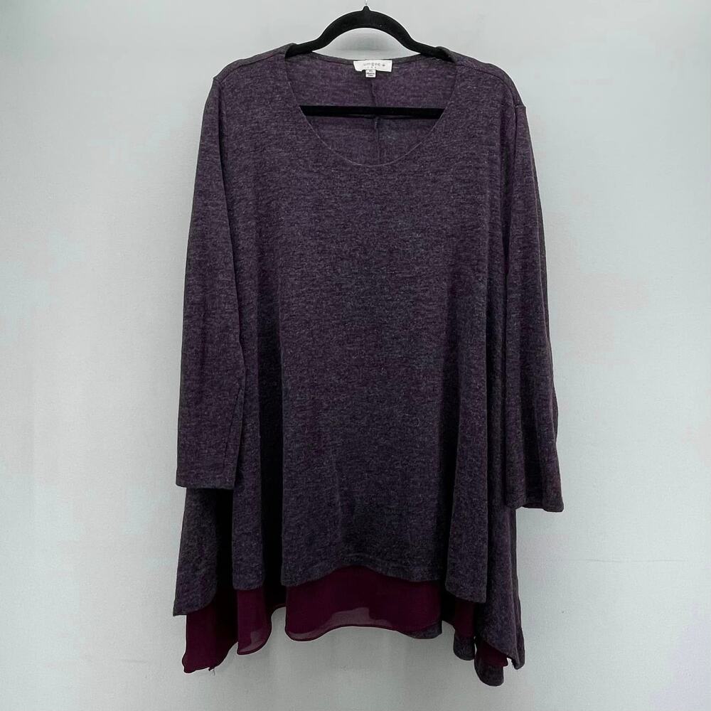 Umgee Tunic‎ Sweater Dark Purple Plum Layered Long Sleeve Whimsigoth Grunge